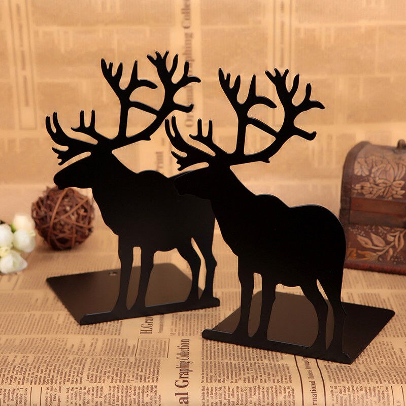 2 Pcs/Set Cute Giraffe and Elephant Book Stand Cartoon Metal Bookend Reading Book Holder Shelf: K