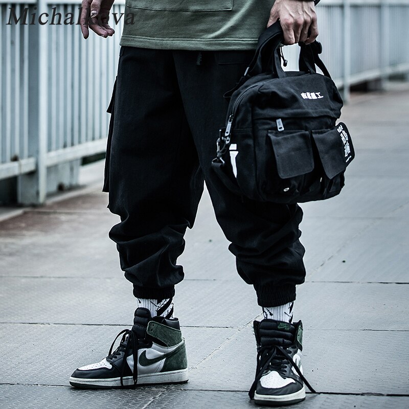 ¡Novedad del 2020SS! Pantalones de paracaidista michalkova para hombre, pantalones de sudadera con bolsillos grandes multifunción, pantalones casuales, pantalones, mallas, pantalones Cargo