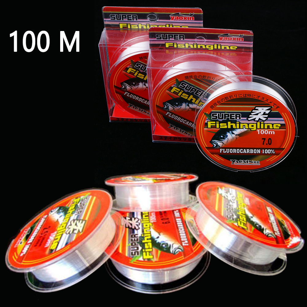 Sedal de pesca de fluorocarbono, hilo de nailon superfuerte, transparente, multifilamento, aparejos de alambre, cuerda fuerte, aparejos de pesca, 0,8-6LB, 100m
