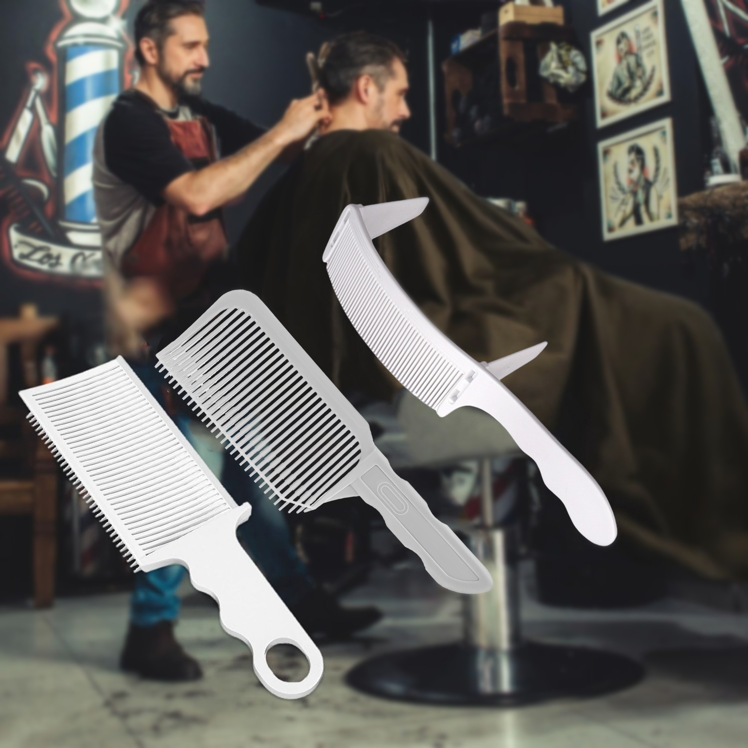 Peine de corte de pelo para hombre y mujer, accesorio de peluquería de 1/2/3 piezas, con tapa plana, para decoloración y estilismo