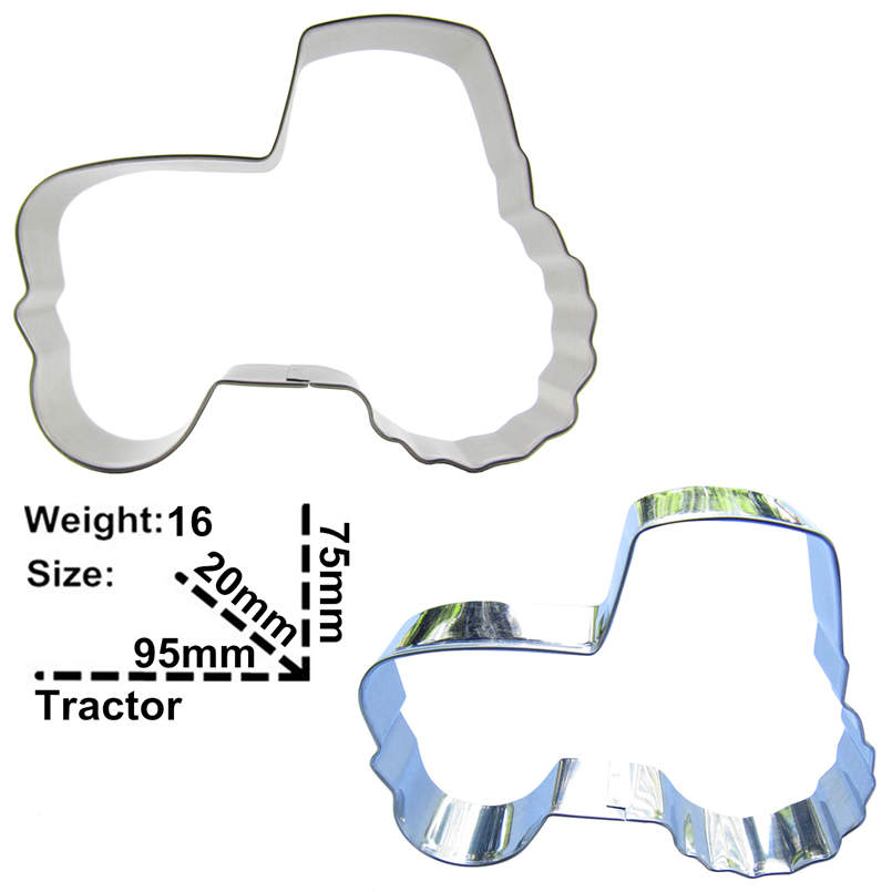 2 stk traktor i rustfritt stål kakeutstikker kjeks pregemaskin konditor myk godteri sushi bakeformer kake dekorasjonsverktøy