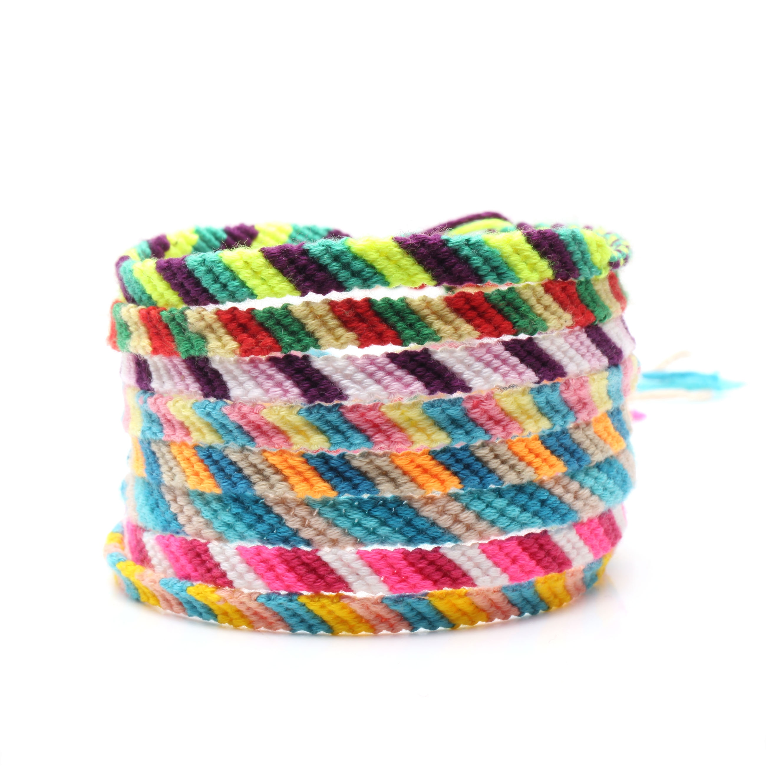 Boho Multicolored Embroidery String Hand Woven Candy Strip Friendship Bracelet Women Men Handcrafted Cord Waterproof Bracelets