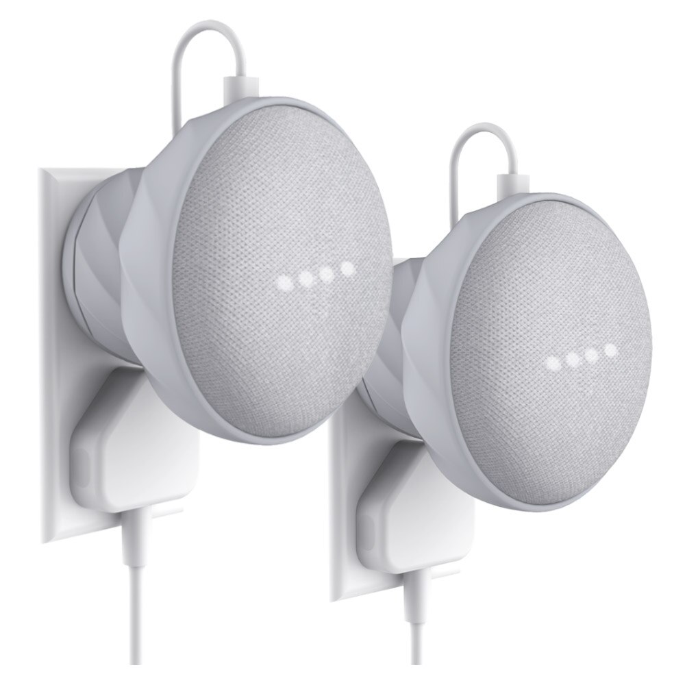Support de montage mural KIWI pour Google Home Mini, un boîtier en silicone pour accessoires peu encombrant, 2 paquets: WHITE