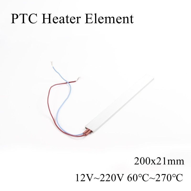200 x 21mm 12v 24v 220v ptc värmeelement konstant termostat termistor luftvärmegivare aluminiumskal 200*21mm