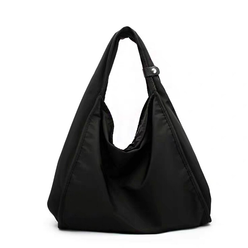 Señora nueva Nylon portátil de compras de gran capacidad Popular bolsa de hombro de las mujeres solo bandolera de hombro de alta cantidad bolso: Negro