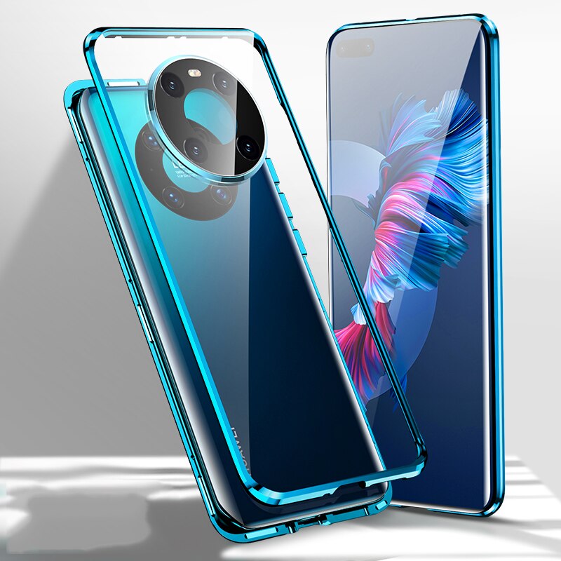 Funda protectora completa con tapa para Huawei Mate 40 Pro Mate40 Pro + Funda de cristal magnética para Huawei Mate 30 20 Pro 20X, 360: Mate40ProPlus 6.76IN / Blue