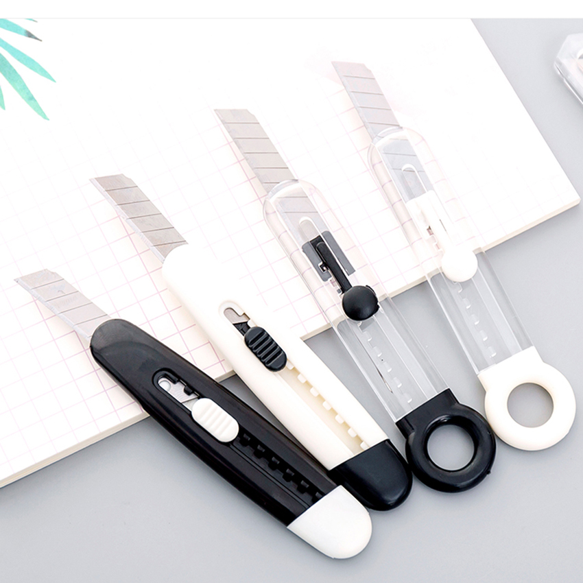 Mini couteau utilitaire rétractable coupe-boîte ouvre-lettre avec lame à pression et verrous coulissants, coupe-papier peint fait à la main