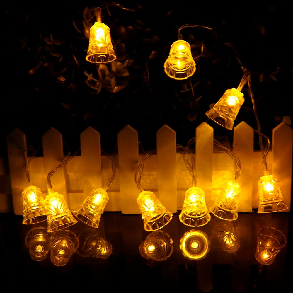 1m 2m LED Decorative String Light Bell Shaped Garland For Christmas Lights Outdoor Wedding Party Decoration HQ: Yellow / 2m 20ELDs