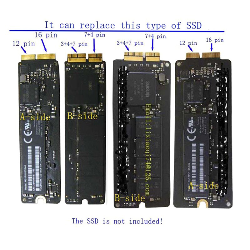 1x pci-e x4 m.2 ngff para cartão adaptador ssd para macbook air a1465 a1466 a1398 a1502
