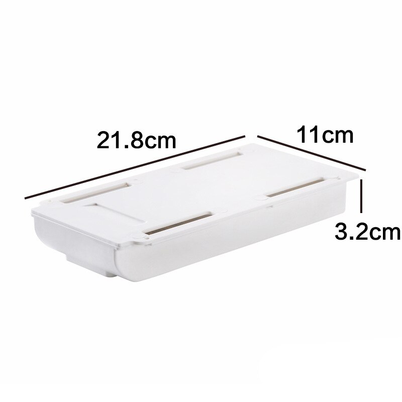 Self-Adhesive Hidden Storage Box under the table Makeup Organizer Under Desk Storage Drawer Organizer Box Stationery storage: small white