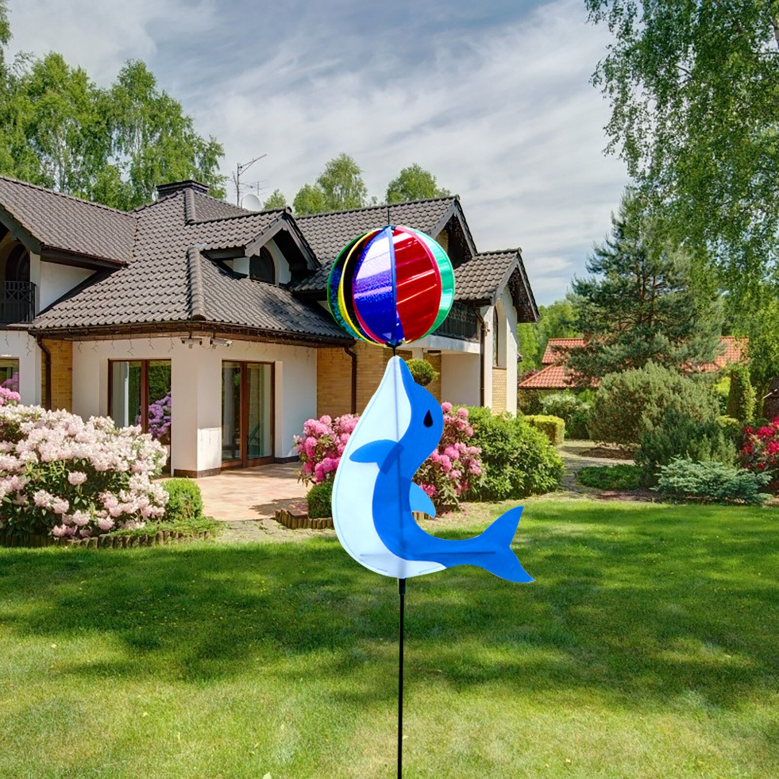 Creatieve Smeedijzeren Dolfijn Windmolen Leuke Kleur Oceaan Vis Windmolen Mode Tuin Windmolen Woondecoratie