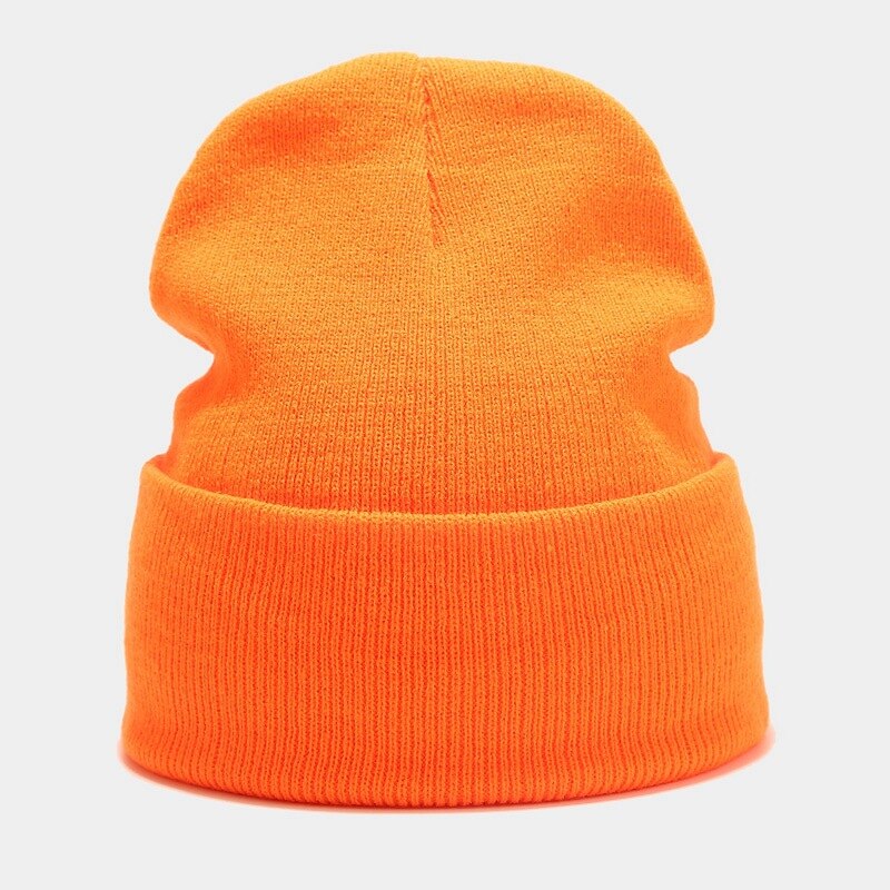 Winter Hats For Women Men Skullies Beanies Knitted Solid Cool Hat Girls Autumn Female Beanie Warm Bonnet Casual Cap: orange