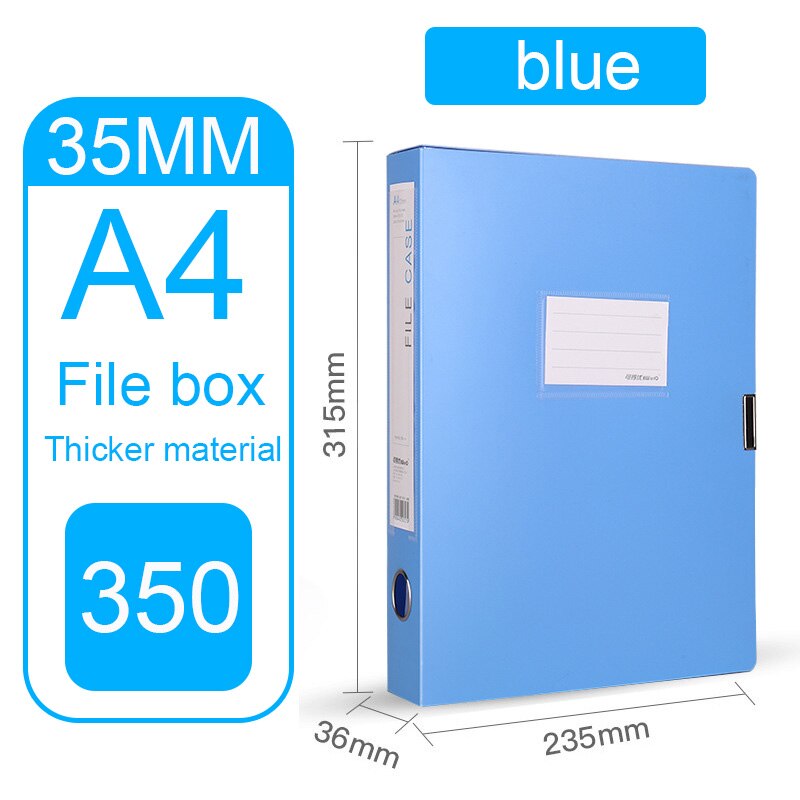 Pvc Archive File Box A4 Storage Box Plastic File Folder Box 35mm 55mm 75mm Office Supplies File Storage File Box Data Box: Blue 35mm