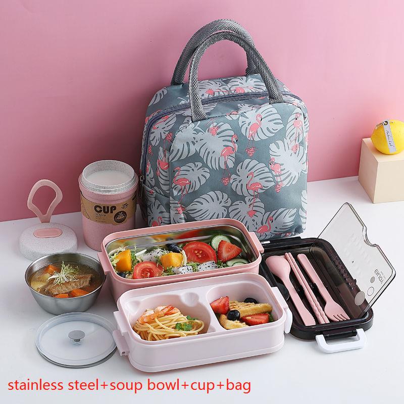 Lunch Box Bento Box Voor School Kids Kantoormedewerker 2 Lagen Microwae Verwarming Lunch Container Voedsel Opbergdoos: set5-pink
