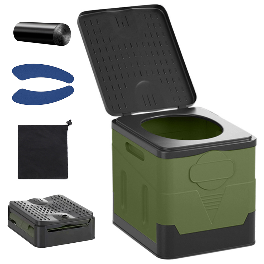 Auto Toilet Emmer Outdoor Nood Sanitaire Producten Draagbare Wc Prullenbak Voor Auto Truck Kamperen Wandelen Vissen Lange Reis: Army Green