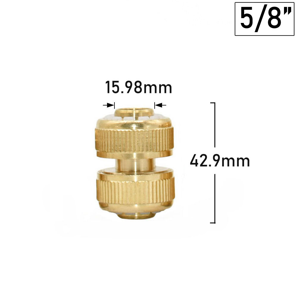 Copper Connector 1/2 5/8 3/4 Garden Hose Quick Connector Brass Metal Repair Fitting Water Pipe Coupler: Silver