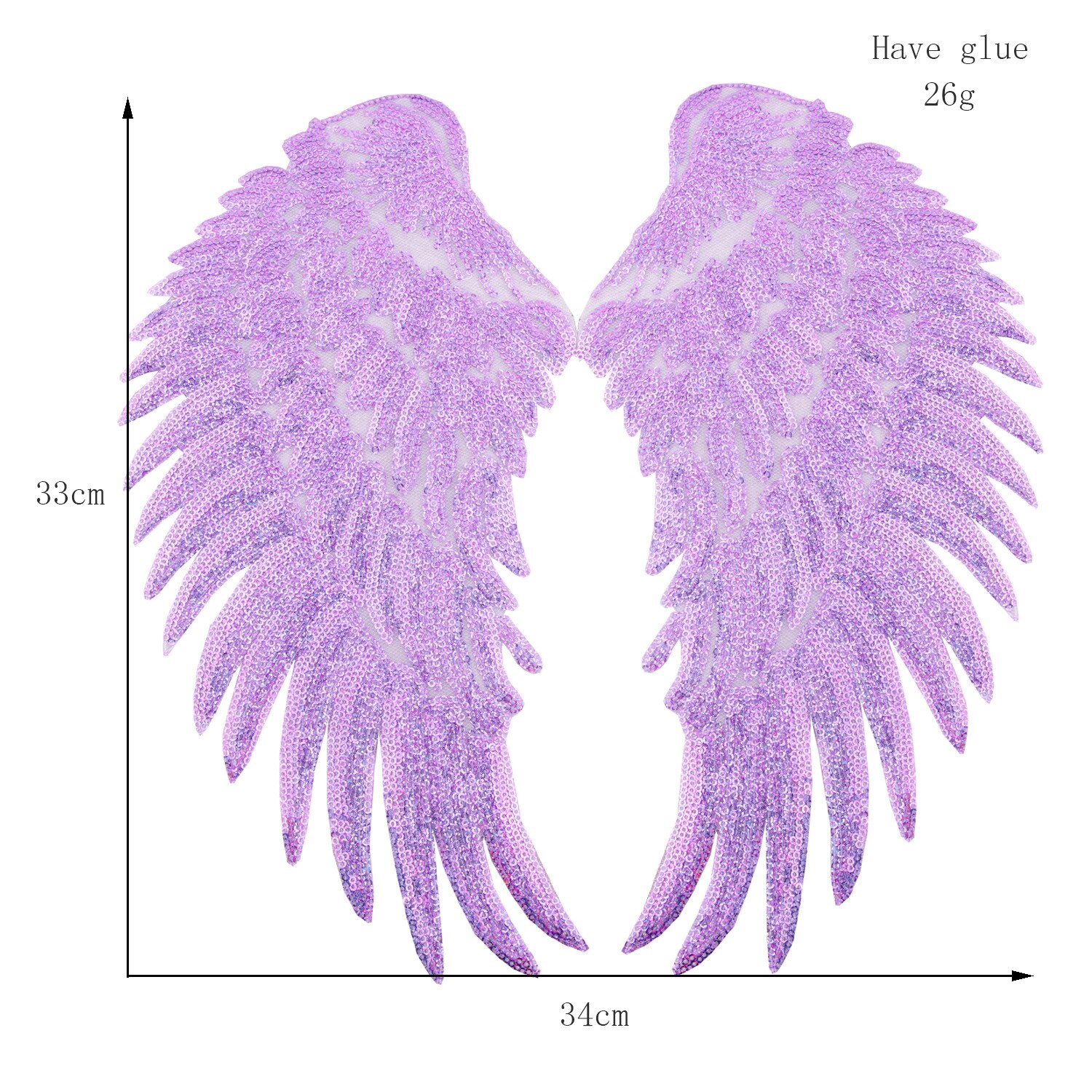 2pcs Angel wing Patches for Clothing Big Patches for Clothing Large Patch Sequin Patch Diy Patch Sequin Applique Iron On