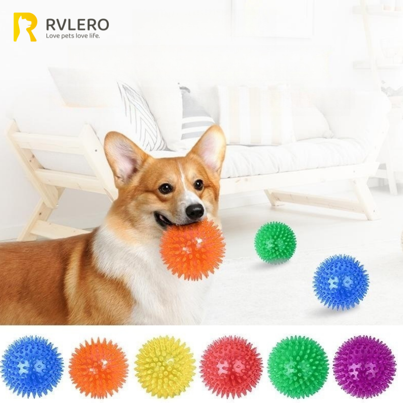 1 Uds. Juguete para hacer sonido, masaje de picadura suave, bola elástica, limpieza de dientes, entrenamiento TPR, dientes de mascota, masticar, bolas de espinillo, accesorios para mascotas