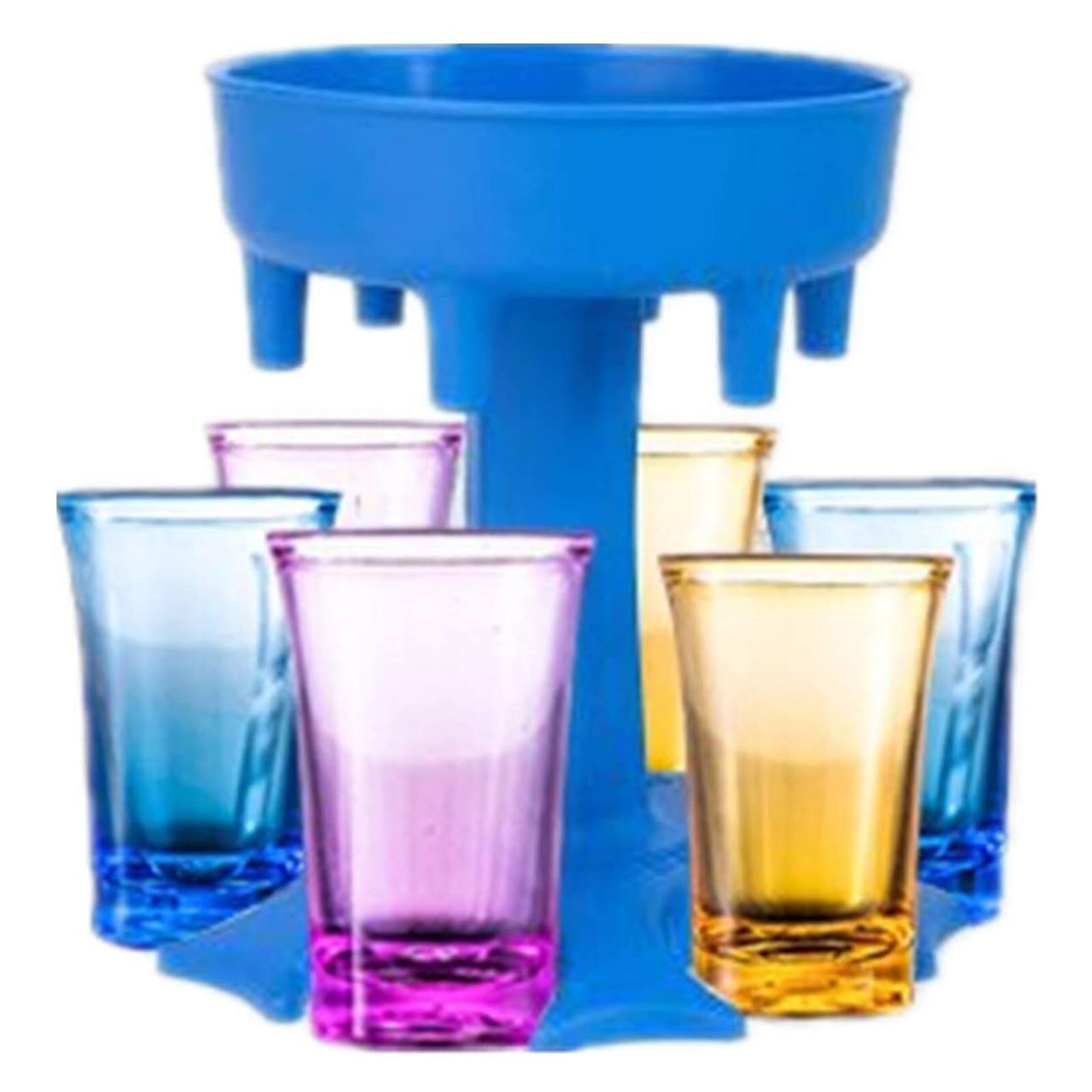 6 Shot Glass Dispenser Holder Drinking Games Shot Glasses Get Party Started Fast Wine Glass Dispenser Kitchen Tools Accessories: blue 6cups