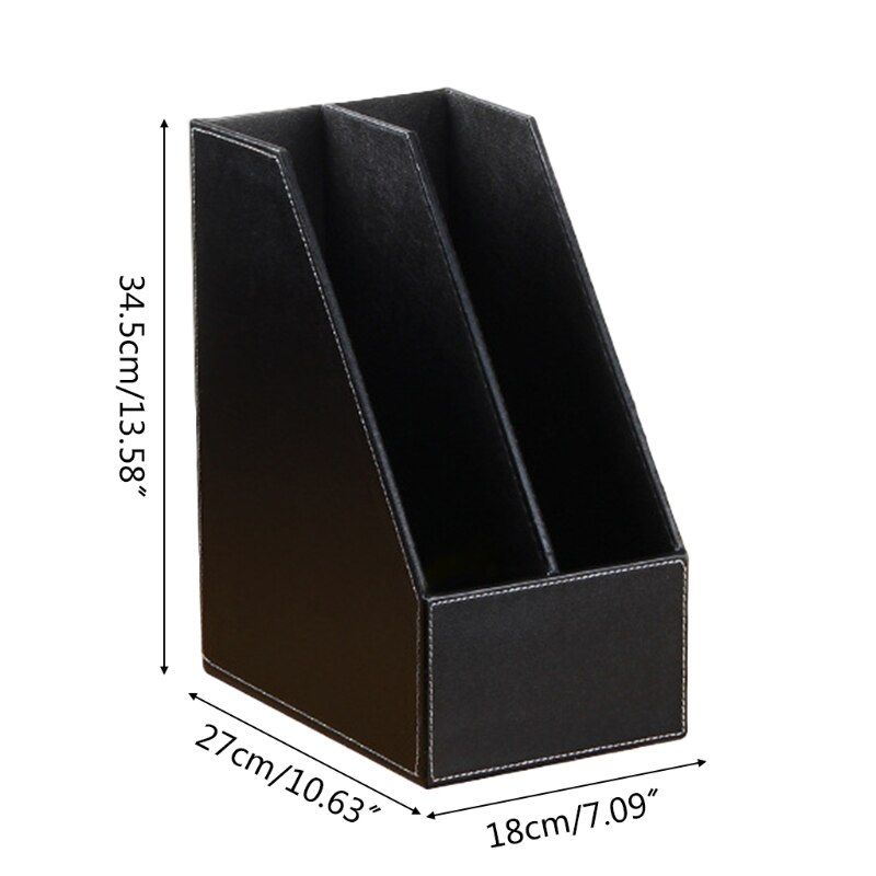 2 Slots PU File Holder Magazine Rack Newspapers Organizer A4 Paper Storage Tray K92C