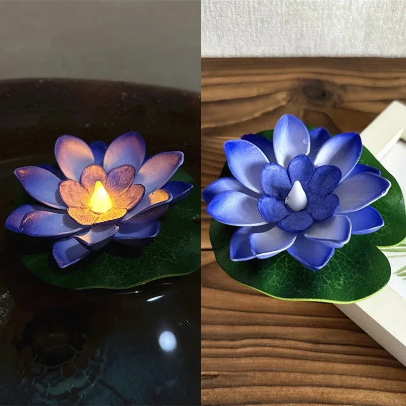 LED Lotus Nachtlampje Drijvende Watersensor Bloemlampen Tuin Aquarium Decor Feestelijke Feestaccessoires Wens Lotuslicht: RGB