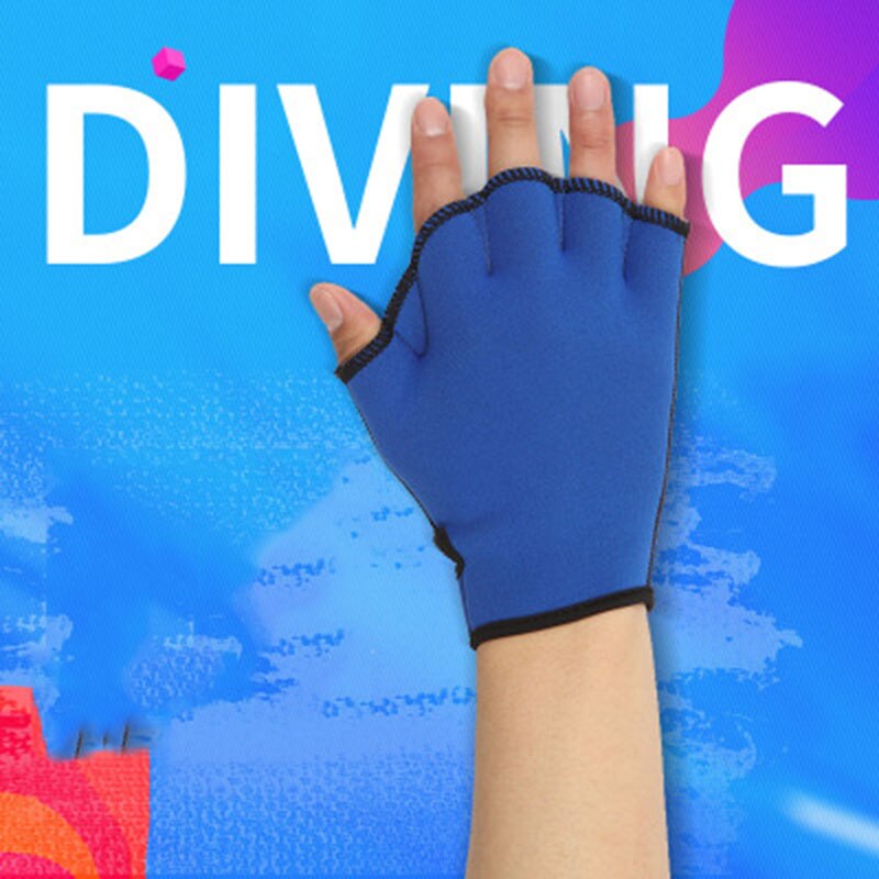 1 paar Blauw Neopreen Zwemmen Duiken Surfen Zwemvliezen Handschoenen Vingerloze Handschoenen Zwemmen Water Sport Training Acceleratie Tool