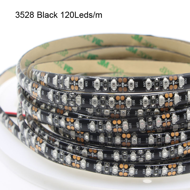 1m 5m Ultraviolet Zwart licht SMD 3528 120 leds/m UV Led Strip zwart licht LED Lint paars Flexibele lamp + 12V power adapter: black PCB / ip65 waterproof / 4m strip 3A