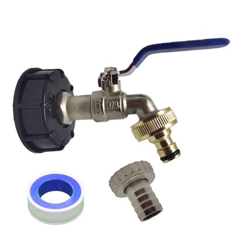 IBC Tank Container Adapter 1/2" 3/4'' Brass Thread Water Tap Water Tank Hose Connector Water Flow Control Faucet: 6