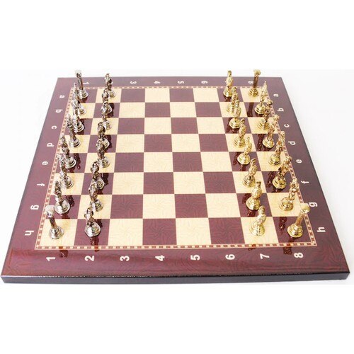 Juego de ajedrez de Metal de cobre antiguo del ejército romano, tablero de ajedrez de madera con de nogal, tamaño pequeño, 4 cm