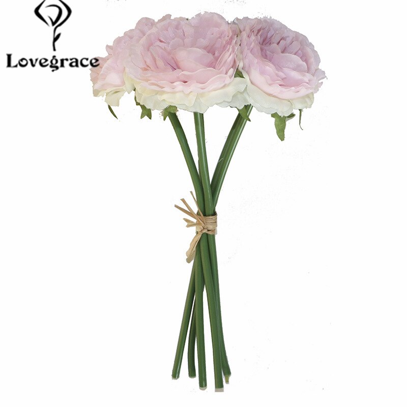 Lovegrace 1 buket 5 bryllupper kunstig pæon hortensia familie bryllupsfest fødselsdag blomsterdekoration