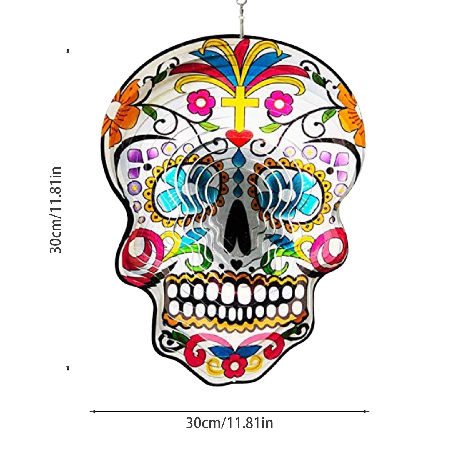Kinetic 3D Metal Wind Spinners Garden Colorful Skeleton Head Wind Spinner For Gardens Windows Lights Trees Balconies
