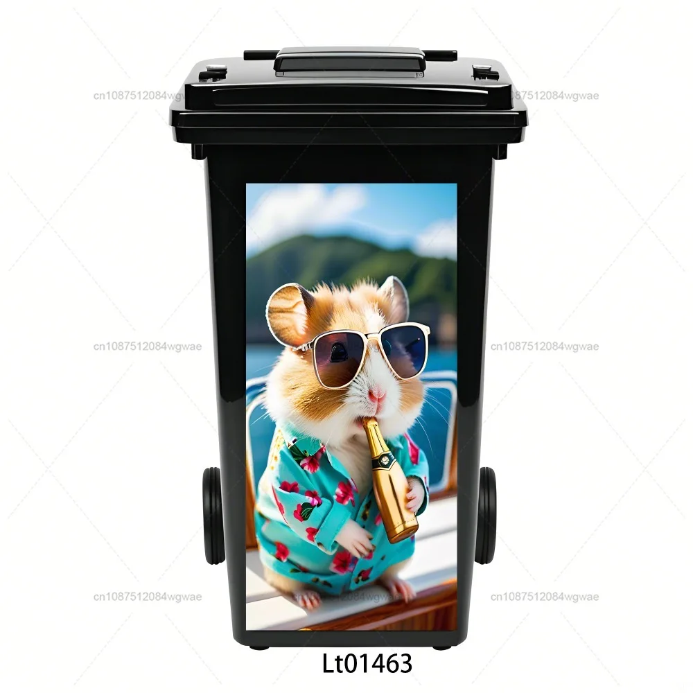 Grappige Dieren Hamster Vuilnisbak Sticker Milieuvriendelijke Verwijderbare Waterdichte Prullenbak Decoratieve Sticker