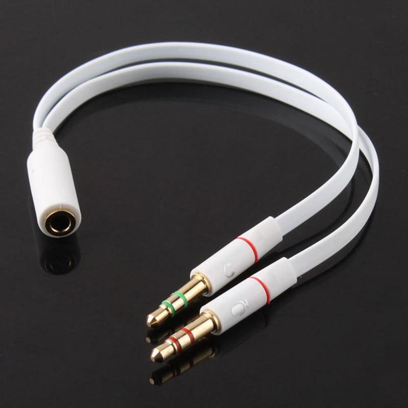 Splitter Hoofdtelefoon Jack 3.5 Mm Stereo Audio Y-Splitter 2 Female Naar 1 Male Kabel Adapter Microfoon plug Voor Oortelefoon: White