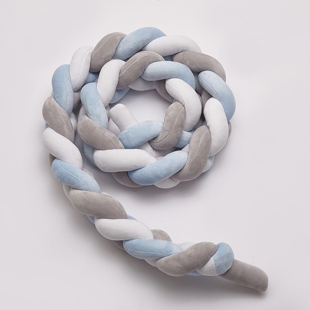 Ins woven long knotted ball pillow sofa pillow Nordic simple children's room decoration: Blue and white gray