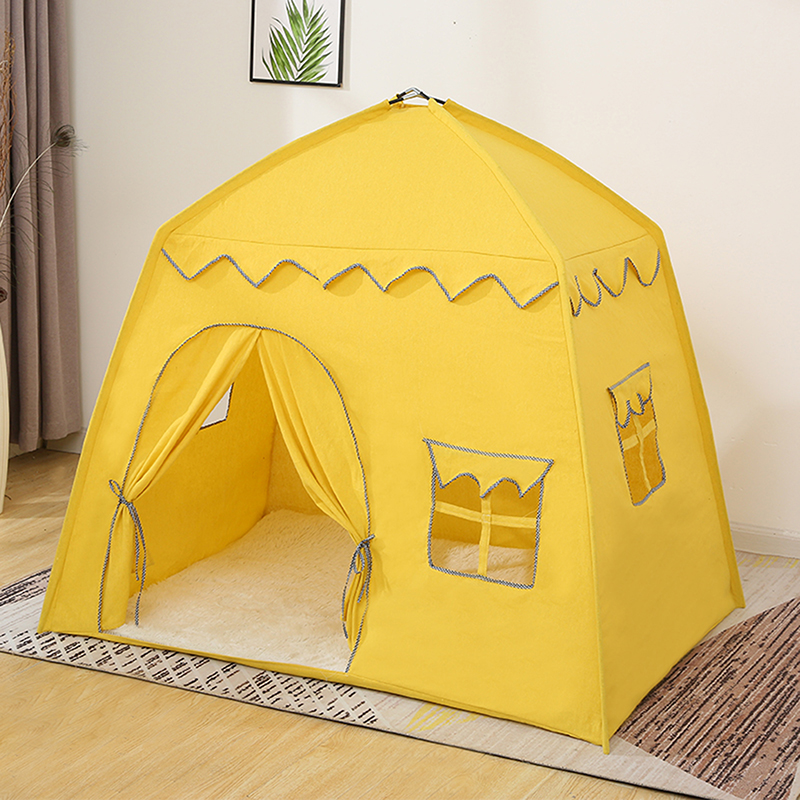 Portable Children&#39;s Tent Wigwam Folding Kids Tents Tipi Baby Play House Large Girls Pink Princess Castle Child Room Decor Tent: Yellow Flower
