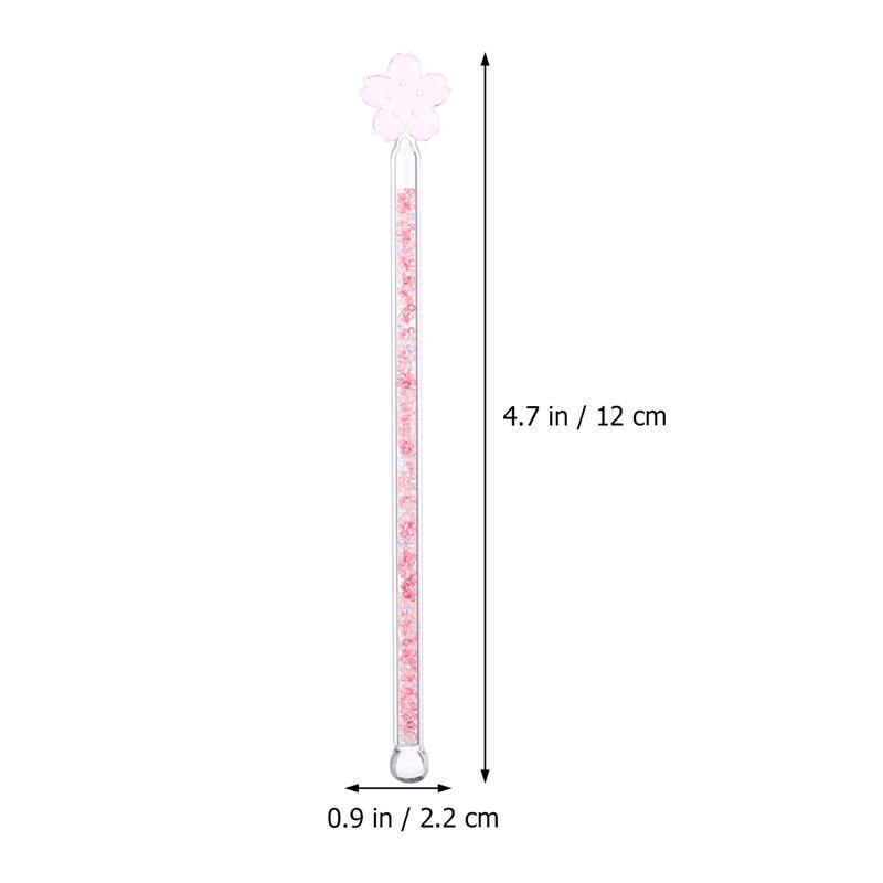 1pc Glass Stirring Rod Round Stir Stick Shiny Glass Stick Sakura Shaped Stirrer For Home Bar Kitchen Accessories: Glass Stick  Long