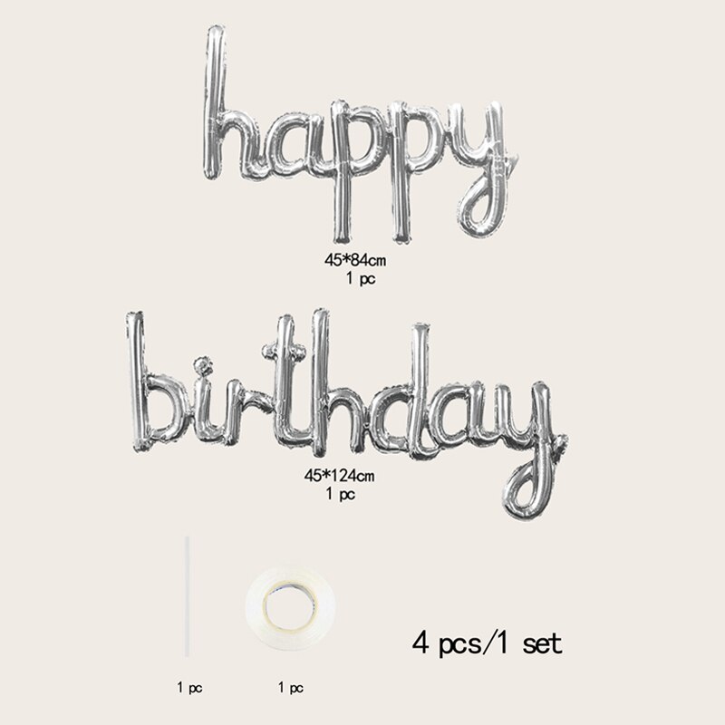 Happy Birthday Foil Balloons Globos Script Letter Birthday Party Decorations Kids: Silver