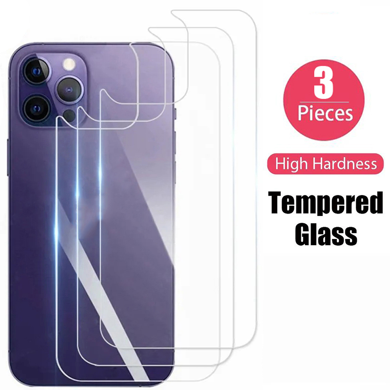 3PCS Back Tempered Glass For iPhone 16E 12 13 Mini 11 13 14 15 16 Pro Max Plus Phones Screen Protector Film: iPhone 13