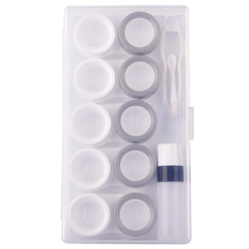 5 Pairs Contact Lens Case Eye Contact Lens Box Women Travel Contact Lenses Case Soak Container Lenses Box for Beauty Pupil: white gray