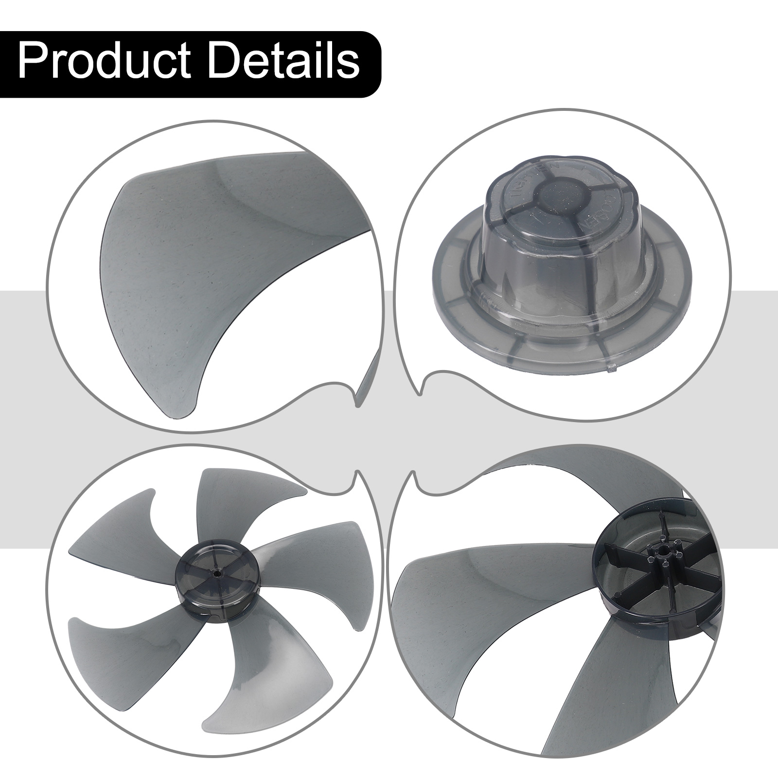Replacement 14 Inch Plastic Fan Blade Five Leaves with Nut Cover for Pedestal Fans Low Noise and Temperature Resistant