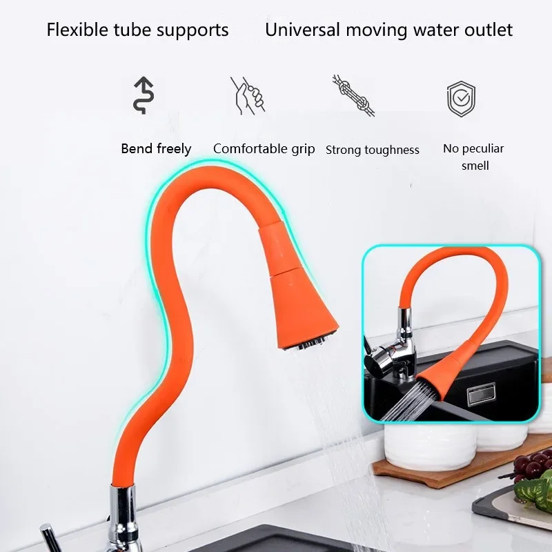 Grifo de cocina giratorio con resorte, grifos de deformación de goma, grifo mezclador, fregadero de agua fría y , accesorios de cocina, rotación de Cardan