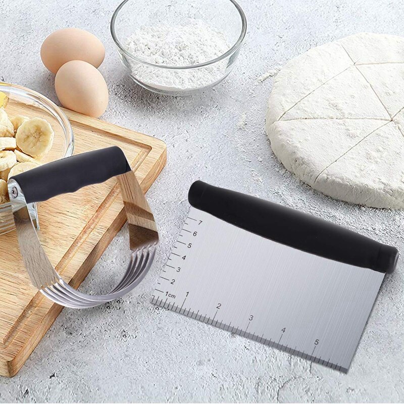 Dough Blender Stainless Steel Pastry Cutter Set, Pastry Blender+Dough Scraper + Pastry Brush, Dough Cutter/Blende