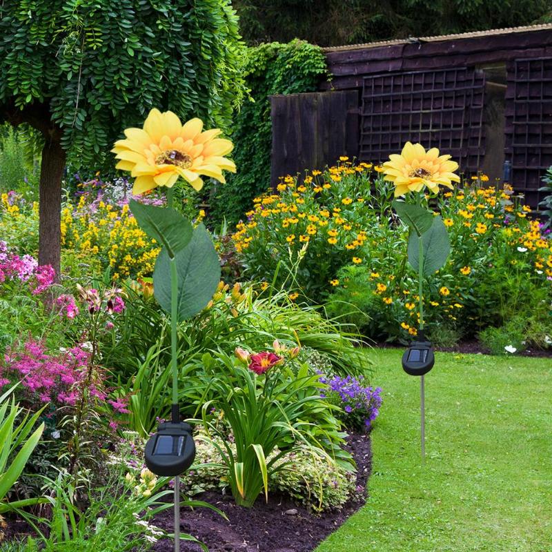 Outdoor Solar Power LED Simulation Sunflower Light Excellent ABS Jumbo and Stainless Steel Garden Lawn Landscape Lamp