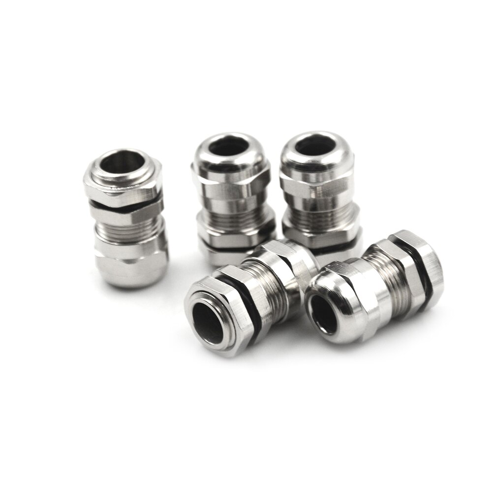5 stk/parti vanntette kabelgjennomføringer koplingstrådgjennomføringer for 3-8mm kabler i rustfritt stål metallkabelverktøy