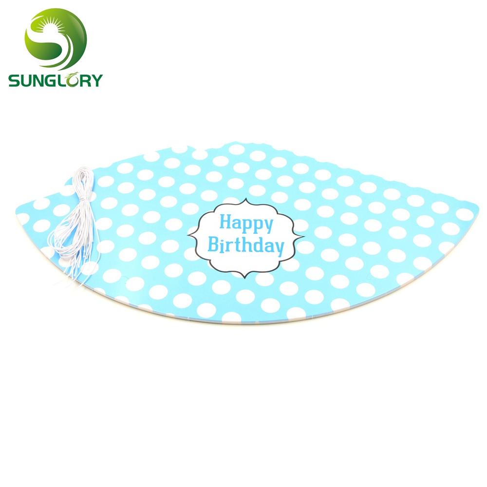 Suministros de celebración de 10 unids/set decoración niños cumpleaños gorros de Feliz cumpleaños niños sombrero con cordón elástico 7 formas: blue dot