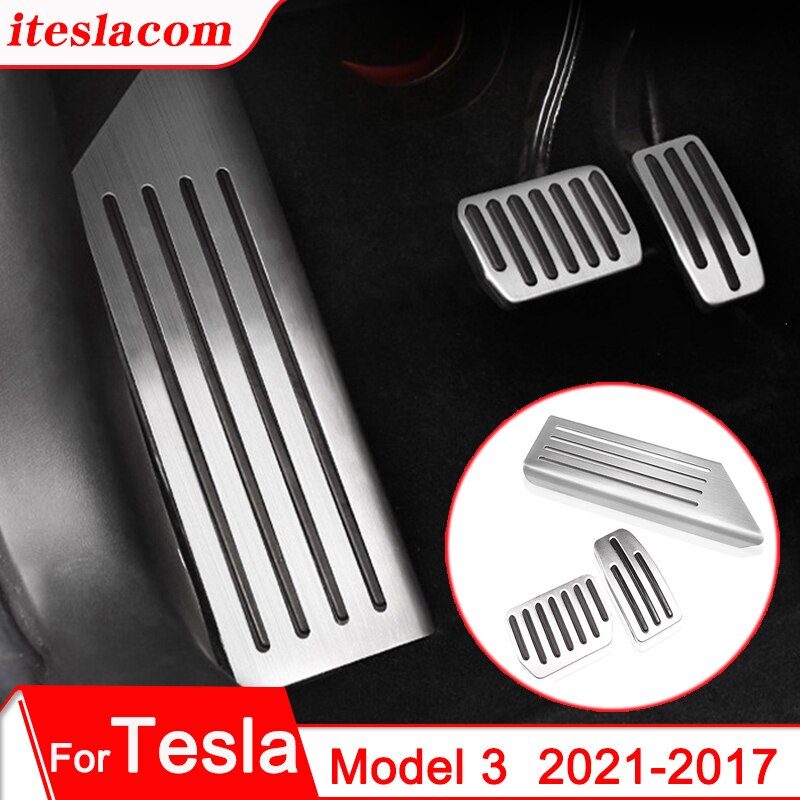 Auton jalkapolkimet tesla mallille 3 alumiiniset autotarvikkeet polttoainejarrupoljin jalkatuen polkimet suojus tesla mallille y