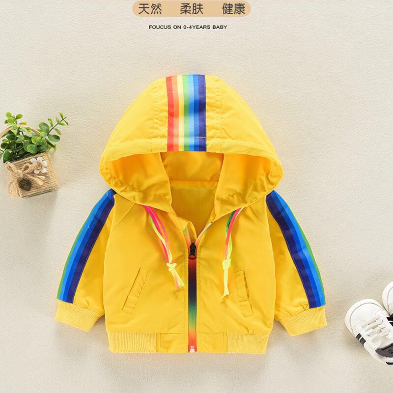 Jongens Meisjes Regenboog Jas Hooded Windbreaker Kinderen Jacket Voor Lente Herfst Kids Kleding Kleding Uitloper Baby Kleding