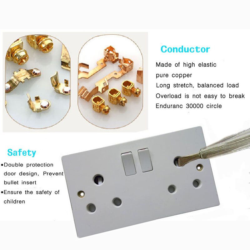 South Africa wall socket, double switch socket, CE approved UK standard wall plastic PC 15A round socket switch