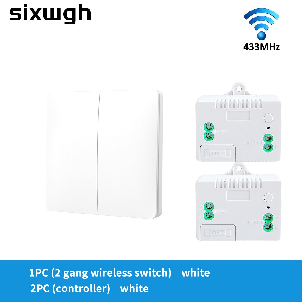 SIXWGH Wireless Switch 1/2 Gang 2 Way Waterproof Push Button Switch No Battery Self-powered Remote Control Light Switch: 2gang 2Receiver