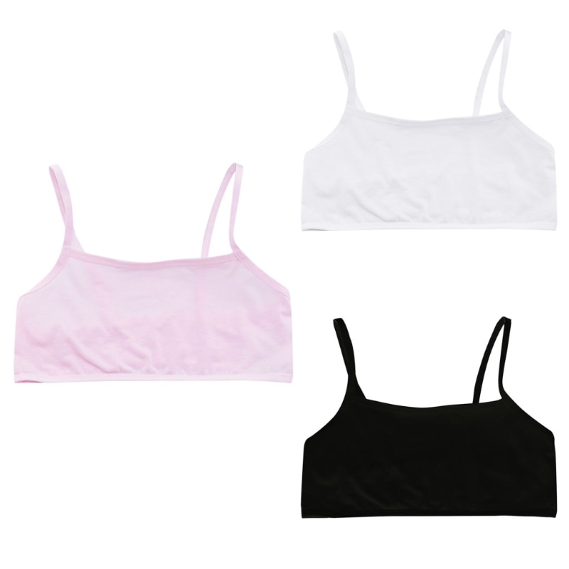 Puberty Teenage Girl Cotton Underwear Student Brassiere Training Bra Solid Color